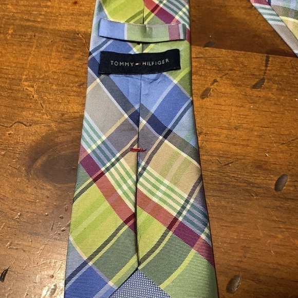 Tommy Hilfiger multicolored pastel plaid silk necktie - Picture 8 of 10